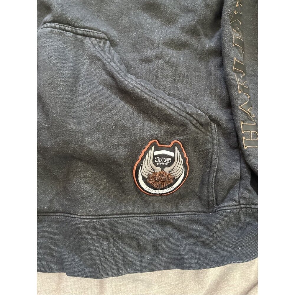 Harley-Davidson Mens Black 105th Anniversary American Full-Zip Hoodie Size M - Picture 2 of 6